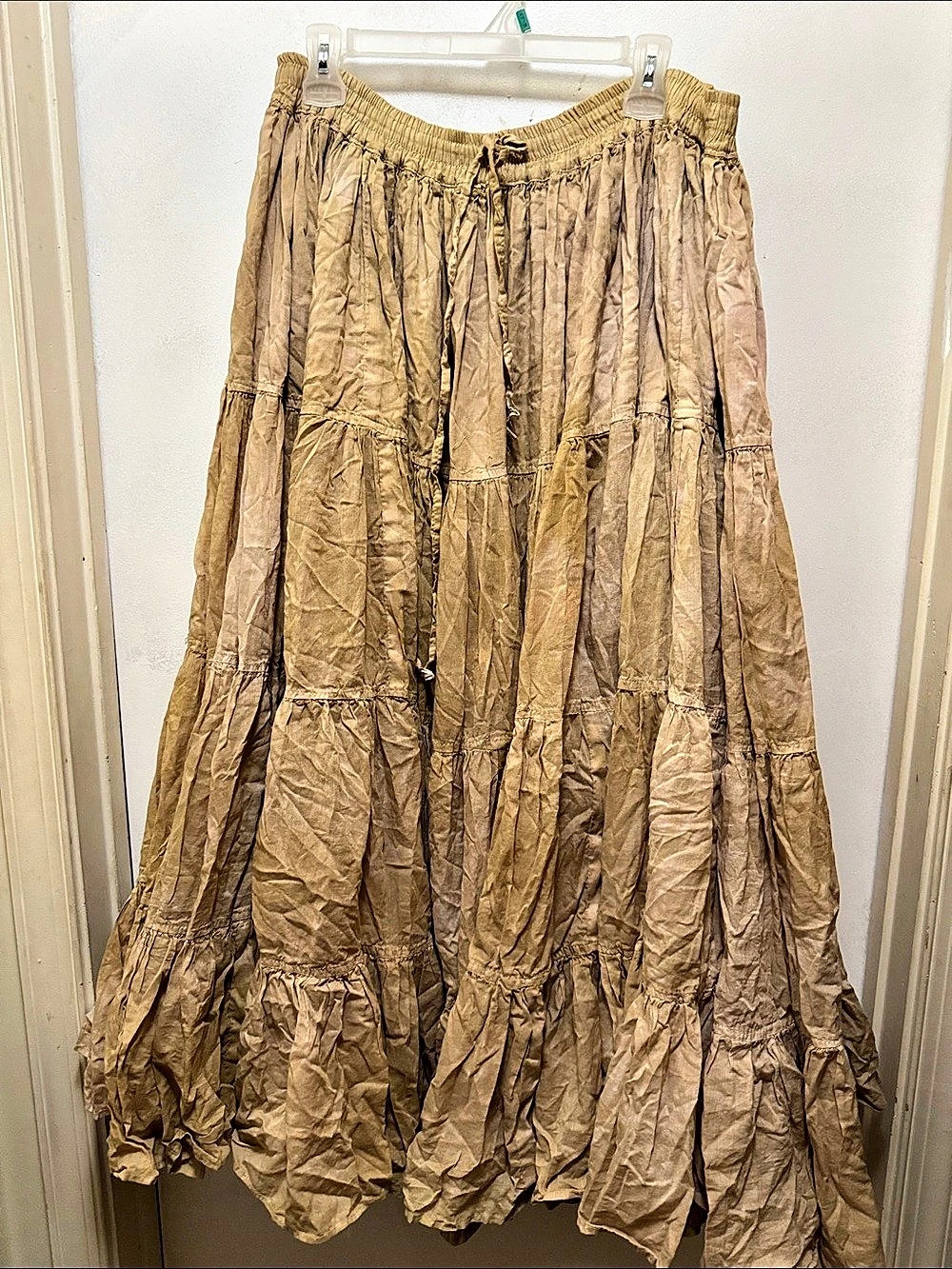 WEVEZ ATS TRIBAL FUSION 25yd Skirt Tiered Cotton Maxi Skirt in Brown 100%cotton